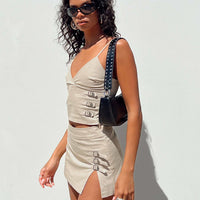 Back 2k Mini Skirt Taupe