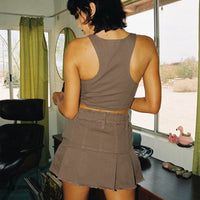 Bass Drop Mid Rise Mini Skirt Khaki