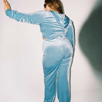 Velour Track Pant Blue Curve