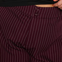 Lorenne Mid Rise Pant Burgundy Pinstripe Curve