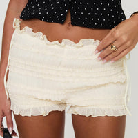 Tessabelle Shirred Bloomer Shorts Cream