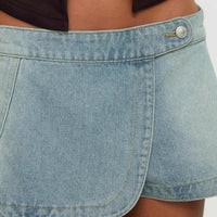 Down For The Ride Denim Skort Light Wash Tall
