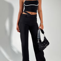 Arino Asymmetric Waistband Pants Black