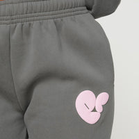 Princess Polly Track Pants Bubble Text Charcoal / Light Pink