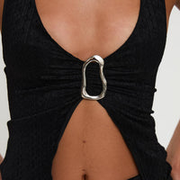 Moderna Halter Lace Top Black