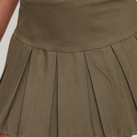 Feodora Pleat Mini Skirt Khaki