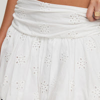 Bubble Broderie Mini Skirt White