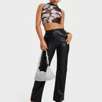 Zyaire Mid Rise Faux Leather Pants Black