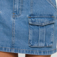 Chillders Denim Mini Skirt Mid Wash Petite