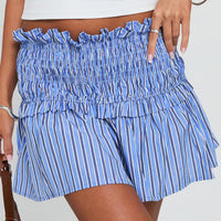 Othira Shirring Mini Skirt Blue Stripe