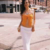 Santorini Knit Maxi Skirt White