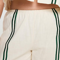 Telling Lies Pants White / Green Curve