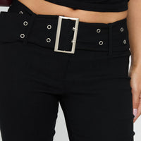 Kortnee Eyelet Detail Flare Leg Pants Black