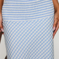 Every Girl Shirred Maxi Skirt Blue Check