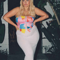 Belle Knit Maxi Skirt White Curve