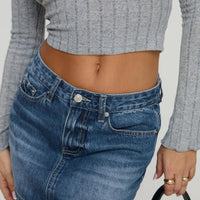 Arrte Mid Rise Denim Mini Skirt Mid Wash Petite