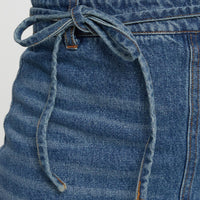 Brandee Tie Front Denim Maxi Skirt Mid Blue