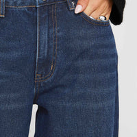 Naylor Mid Rise Wide Leg Jeans Mid Blue Denim