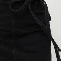 Brandee Tie Front Denim Maxi Skirt Black Wash