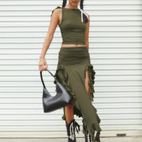 Rendezvous Maxi Skirt Olive