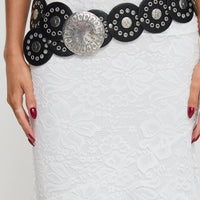 Cattanio Lace Midi Skirt White
