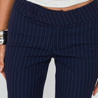 Kinkirk Flared Pants Navy Pinstripe