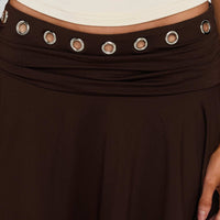 Amryn Eyelet Mini Skirt Brown