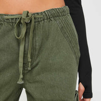 Verlaine Low Rise Cargo Jeans Olive