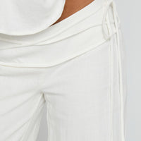 Silver Moon Linen Blend Tie Pants White
