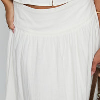Heart Of Gold Linen Blend Midi Skirt White