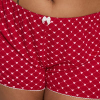 Slow Start Pointelle Sleep Short Red Curve