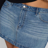 Fossils Denim Mini Skirt Blue Curve