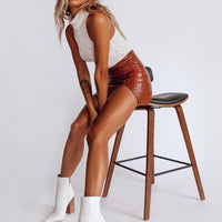 The Wren Mini Skirt Brown Croc