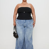 Naylor Mid Rise Wide Leg Jeans Light Wash Denim Curve