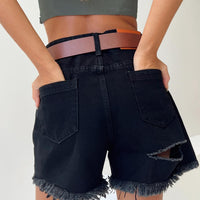 On Tour Denim Mom Shorts Black