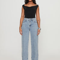 Karlina High Rise Straight Leg Jean Light Wash