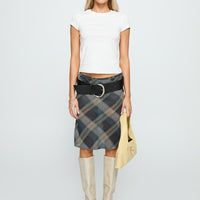 Shoreline Midi Skirt Blue Check