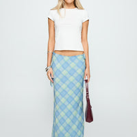 Seafarer Tie Side Maxi Skirt Blue Check