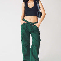Paige Mid Rise Cargo Jean Denim Green Petite