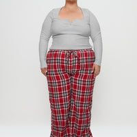 In The Morning Sleep Pant Red Check Curve