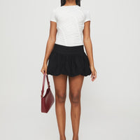 Mersale Bubble Hem Mini Skirt Black