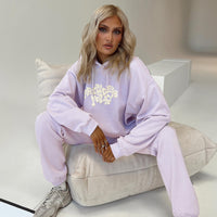 Princess Polly Track Pants Squiggle Text Dusty Mauve / Eggshell