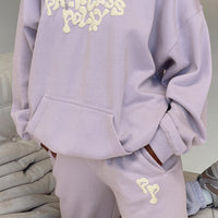 Princess Polly Track Pants Squiggle Text Dusty Mauve / Eggshell