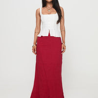 Raven Mid Rise Maxi Skirt Red