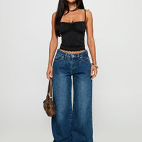 Duster Mid Rise Baggy Jeans Dark Wash