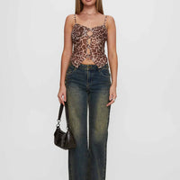 Inverness Pinched Detail Mid Rise Wide Leg Jeans Tea