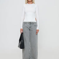 Ellanor Low Rise Slouch Denim Jeans Washed Grey Petite