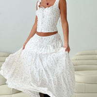 Cherry On Top Maxi Skirt White Floral