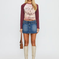 Baccarat Belted Denim Mini Skirt Mid Blue Wash