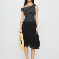 Evanescence Asymmetrical Midi Skirt Black